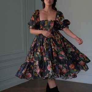 BNWT Selkie Nightcap French Puff Midi Dress XXS